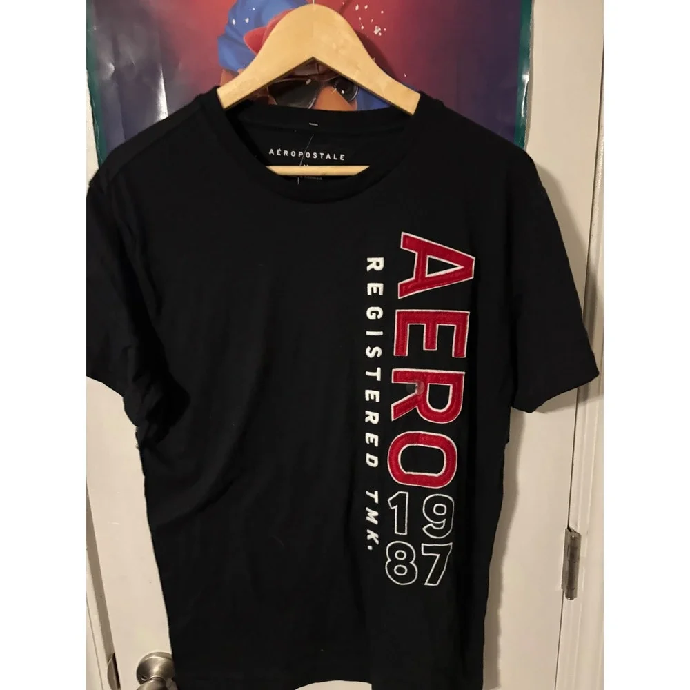 Aeropostale Mens Black Registered Tmk 1987 Graphic T Shirt Size M - Picture 3 of 5